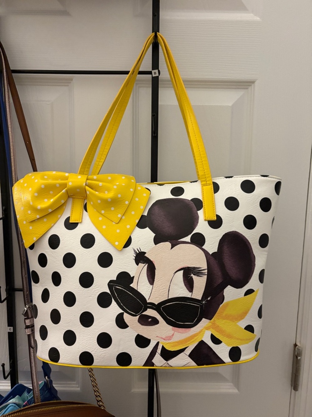 Polka Dot Cartoon Tote Bag with Yellow Bow
